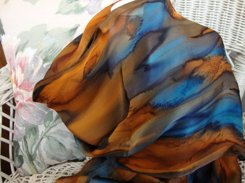 Schal, Seide, Frauen, Handgefärbt, Seidenschal, Marine Und Cognac Schal, Seide, Frauen, Handgefärbt, Seidenschal, Marine Und Cognac von MommaGoddess