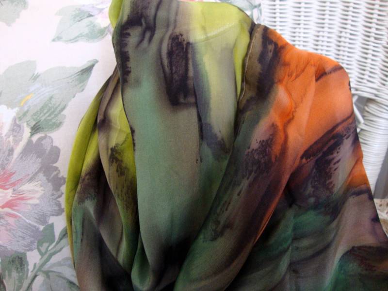 Schal, Seide, Frauen, Handgefärbt, Seidenschal, Schokolade, Chartreuse, Evergreen, Gebranntes Orange Schal, Seide, Frauen, Handgefärbt, Seidenschal, Schokolade, Chartreuse, Evergreen, Gebranntes Orange von MommaGoddess