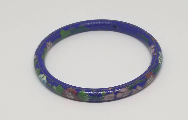 Cloisonne Emaille Blau Blumen Armreif von MommaKosmos