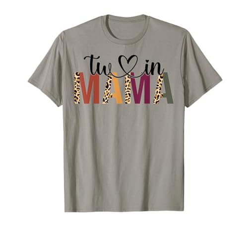 Twin Mama Muttertag kariert Mama Leopard New Mom Of Twins T-Shirt von Mommy New Mom Of Twins Twin Mama Mothers Day