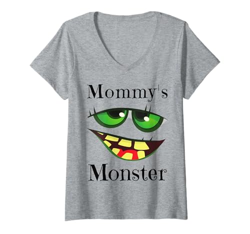 Damen Mommy's Monster Halloween Jungen Mädchen Lustiges Kostüm Kinder Spaß T-Shirt mit V-Ausschnitt von Mommy's Monster Halloween Boys Girls Funny Costume