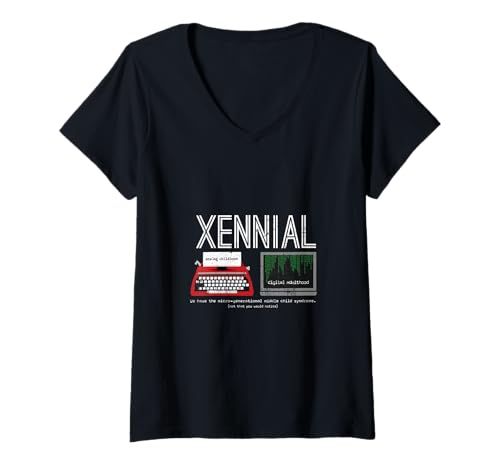 Damen Lustiges Xennial Shirt T-Shirt mit V-Ausschnitt Damen Lustiges Xennial Shirt T-Shirt mit V-Ausschnitt von Mommyish