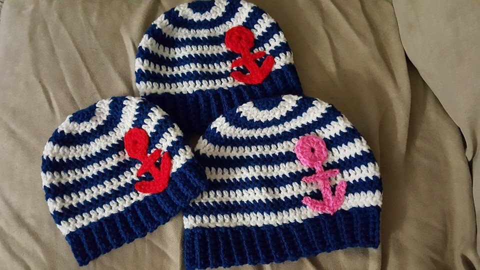 Maritime Beanie/ Blau Weiß Anker Beanies/ Strickmützen Maritime Beanie/ Blau Weiß Anker Beanies/ Strickmützen von MommyzBIB2011