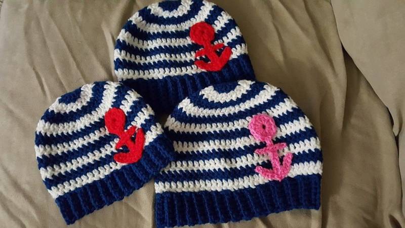 Maritime Beanie/ Blau Weiß Anker Beanies/ Strickmützen Maritime Beanie/ Blau Weiß Anker Beanies/ Strickmützen von MommyzBIB2011