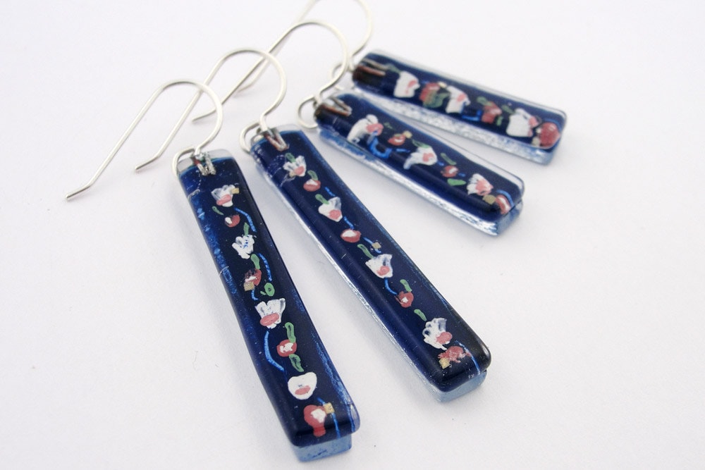 Fusing Glas Ohrringe Kirschblüten Bars Neu Fusing Glas Ohrringe Kirschblüten Bars Neu von MomoGlassworks