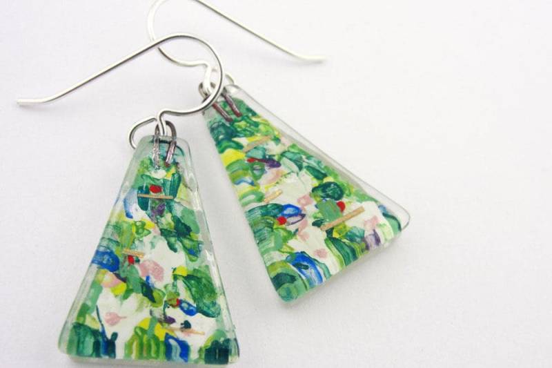 Geschmolzene Glas Schmuck Nenuphar Medium Dreiecke Grün Monet Wasser Lilien Dreieckig Geschmolzene Glas Schmuck Nenuphar Medium Dreiecke Grün Monet Wasser Lilien Dreieckig von MomoGlassworks
