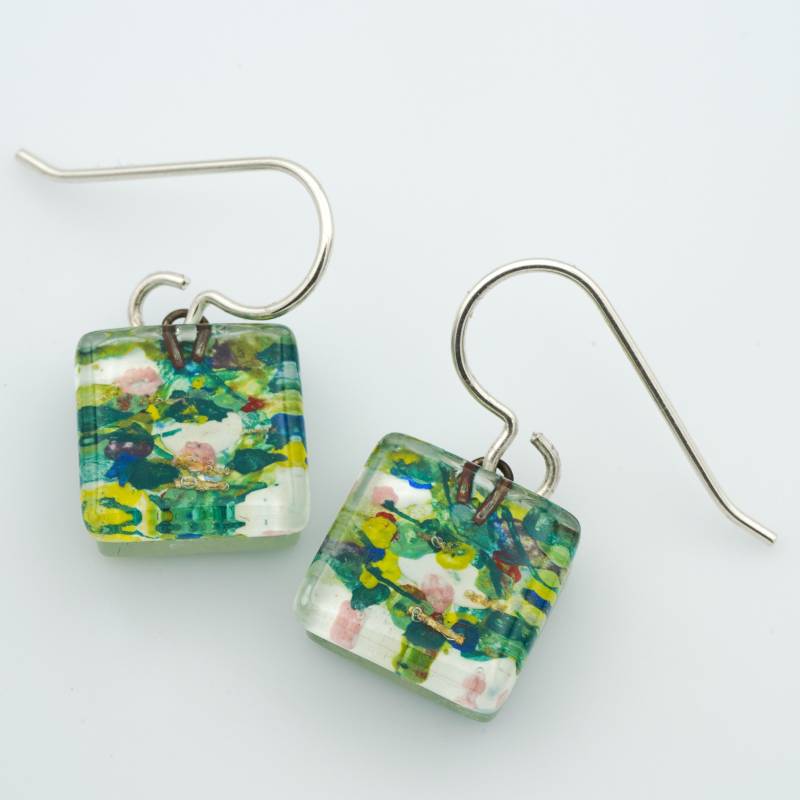 Geschmolzenes Glas Nenuphar Quadrate Grüne Monet Wasserlilien Geschmolzenes Glas Nenuphar Quadrate Grüne Monet Wasserlilien von MomoGlassworks