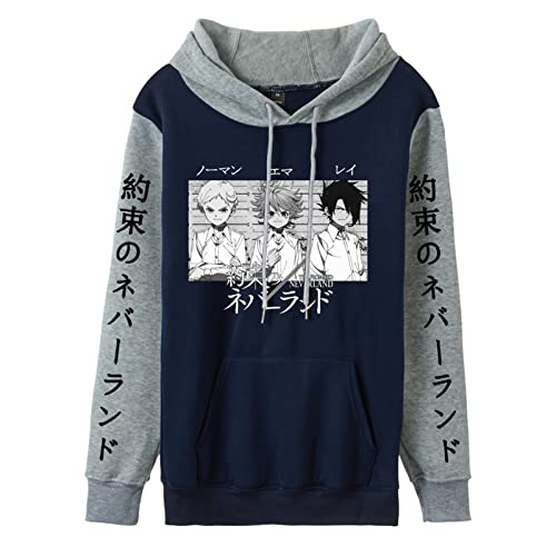 Momobuyi The Promised Neverland Sweatshirt Anime Emma Norman Hoodie Farbblock Pullover Sweatshirt für Männer/Frauen/Teenager von Momobuyi
