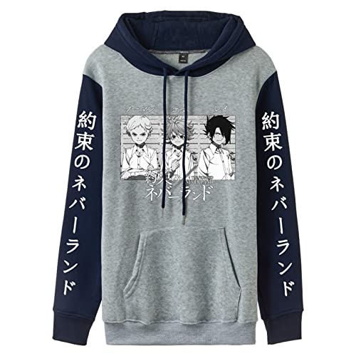 Momobuyi The Promised Neverland Sweatshirt Anime Emma Norman Hoodie Farbblock Pullover Sweatshirt für Männer/Frauen/Teenager von Momobuyi