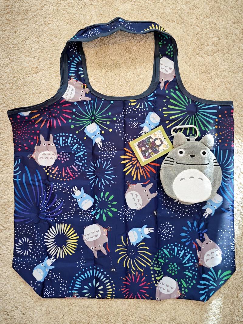 Original Japan Totoro Inspired Eco Tote Bag | Cute Anime Reusable Shopping Japanese Kawaii Foldable Shopper Ghibli Style Gift 45x40C von Momodax