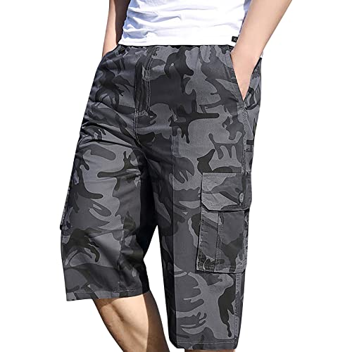 3/4 Hose Herren Cargo Shorts, Herren Kurze Cargohose, Kurz Wanderhose Trekkinghose Sommerhose, Outdoor Lässige Shorts Radhose Multi Taschen Sommer Kurze Hose Atmungsaktiv Freizeitshorts Arbeitshose von Momolaa