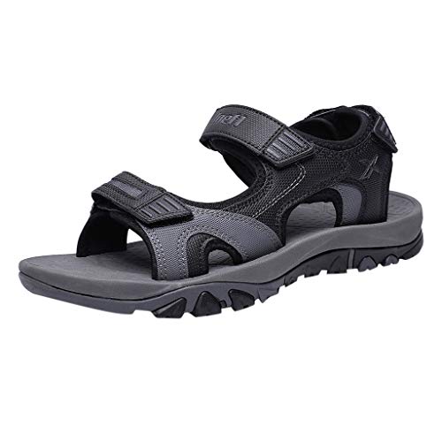 Momolaa Herren Sport Outdoor Sandalen Sommer Verstellbare Rutschfeste Trekkingschuhe Wanderschuhe Sandale Bequeme Männer Strand Freizeitschuhe Klettverschluss Trekkingsandalen Sport Outdoorsandalen von Momolaa