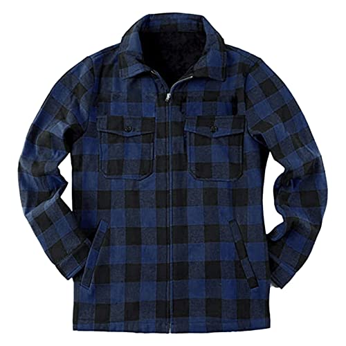 Momolaa Holzfällerhemd Herren, Langarm Kariertes Bequemes Button-up Hemd Thermohemd Winterjacke Gefüttert Fleecefutter Schützendem Innenfutter Holzfäller Jacke von Momolaa