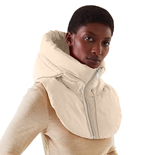 Unisex Abnehmbarer Kragen Fake Kragen Frauen Ärmellos Reißverschluss Falscher Kapuze Stehkragen Gepolstert Leichte Winter Abnehmbare Halb Weste, beige, XXL von Momolaa