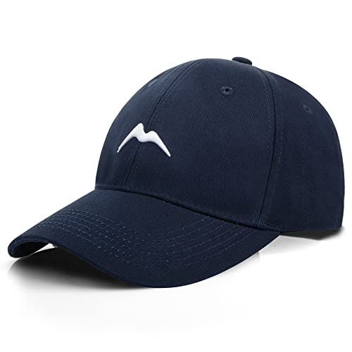 Momoshe Baseball Cap Herren Kappe Damen Sommer Basecap Baumwoll Kappen Dunkelblau Verstellbar Frauen Atmungsaktiv Polo Golf Cap Männer Running Cap Bergspitzen Stickerei von Momoshe