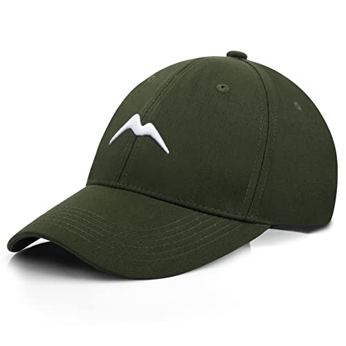 Momoshe Cap Herren Basecap Damen Sommer Armeegrün Kappe Männer Baumwoll Baseball Cappy Adjustable Outdoor Polo Bergspitzen Stickerei Atmungsaktiv Golf Olivgrün von Momoshe