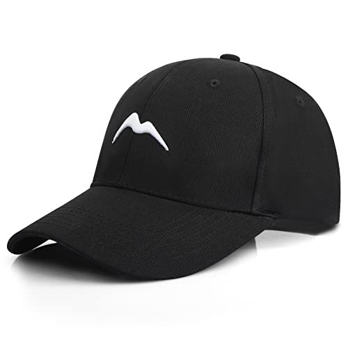 Momoshe Cap Herren Schwarz Damen Basecap Baumwoll Männer Verstellbar Baseball Kappe Running Polo Bergspitzen Stickerei Atmungsaktiv Cappy Sport von Momoshe