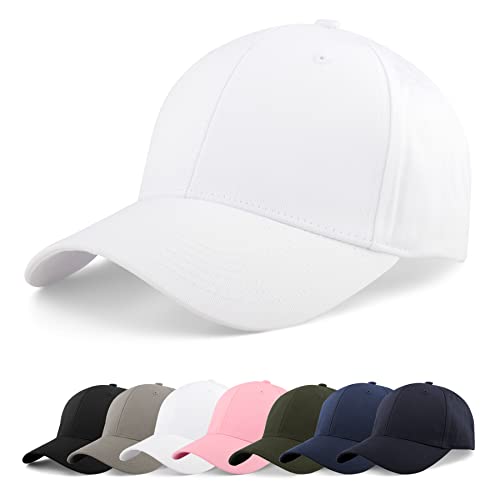 Momoshe Cap Herren Sommer Baseball Cap Damen Basecap Kappe Weiße Verstellbare Baumwolle Kappen Frauen Outdoor Running Freizeit Weiß S M von Momoshe