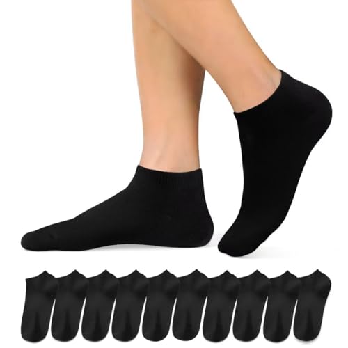 Momoshe Herrensocken 35-38 Kurz Schwarz Baumwolle Socken Damen Sneakersocken Halbsocken 10 Paar von Momoshe