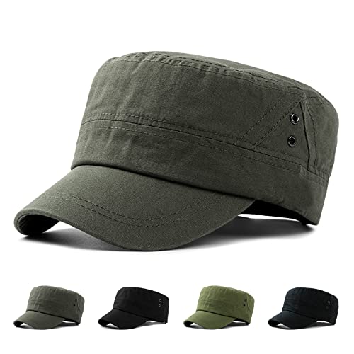 Momoshe Military Cap Herren XXL Army Cap Damen Grau 100% Baumwoll Militär Flat Mütze Armycap Kappe Cadet Hat Sonnen Vintage Verstellbar Unisex Grau von Momoshe