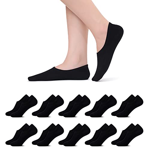 Momoshe Sneaker Socken Damen 35-38 Füßlinge Damen Füsslinge Herren Invisible No Show Socks Kurz Socken Rutschfest mit Silikonpad Unsichtbare 10 paar Schwarz von Momoshe