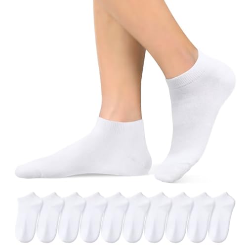 Momoshe Socken Damen Herren 39-42 Atmungsaktive Weiß Kurze Sportsocken Baumwolle 10 Paar von Momoshe