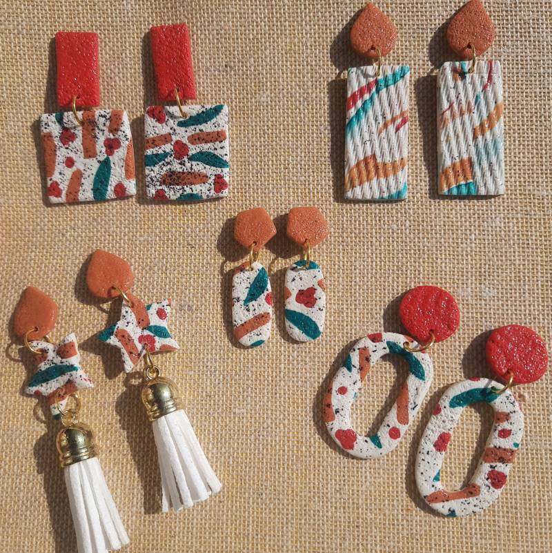Rot Und Braune Polymer Clay Statement Ohrringe Handgemachter Hypoallergener Schmuck Rot Und Braune Polymer Clay Statement Ohrringe Handgemachter Hypoallergener Schmuck von EkaayJewels