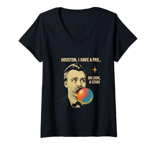 Damen Nietzsche Bubble - Philosophischer Humor mit tanzendem Stern T-Shirt mit V-Ausschnitt von Momsterpiece