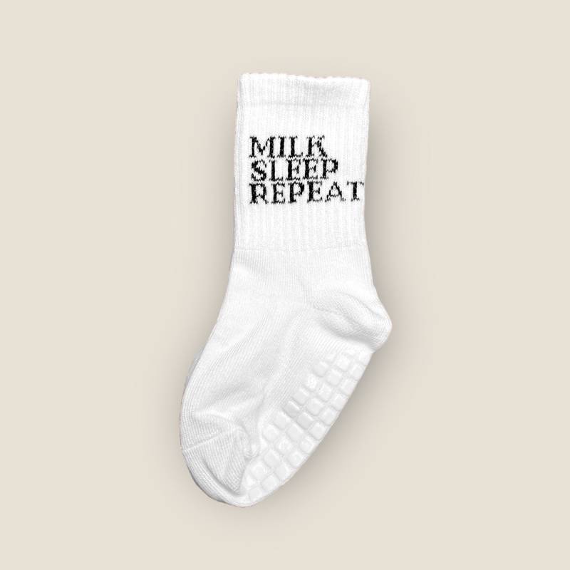 Milk.sleep.repeat - Baby/Kleinkind Socken Partnerlook Statement Im Partnerlook- 100% Baumwolle von Momsyde