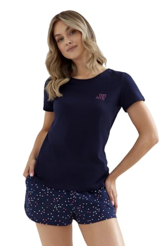 Mon Amie Pyjama Damen kurz Baumwolle Schlafanzug Damen Sommer Schlafanzug Damen kurz Schlafanzug Damen Sommer Pyjama Damen Kurzarm Zweiteiler Set Nachtwäsche von Mon Amie