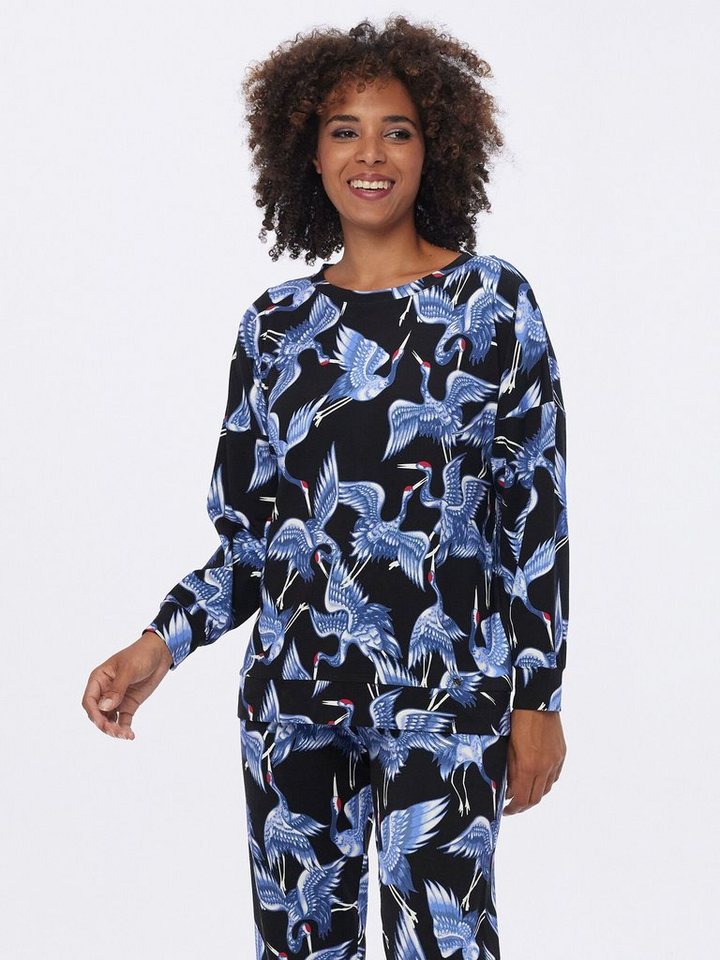 MONACO blue Sweatshirt mit hellblauem Kranichprint von Monaco Blue