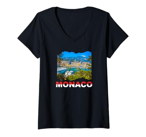 Damen Monaco-Souvenir/Monaco T-Shirt mit V-Ausschnitt Damen Monaco-Souvenir/Monaco T-Shirt mit V-Ausschnitt von Monaco-Souvenirladen