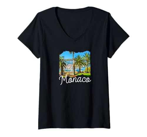 Damen Monaco-Souvenir/Monaco T-Shirt mit V-Ausschnitt Damen Monaco-Souvenir/Monaco T-Shirt mit V-Ausschnitt von Monaco-Souvenirladen