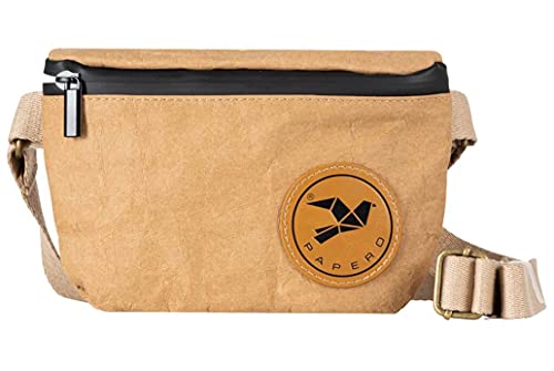 Monaco di Bavaria Bauchtasche Damen & Herren Squirell - PAPERO ® Gürteltasche aus kraft Papier für Alltag, Festival & Sport - Hipster Hip Bag Crossbody Tasche, reißfest, wasserfest (Hellbraun) von Monaco di Bavaria