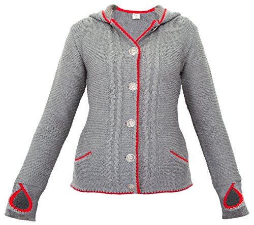 Monaco di Bavaria Bezaubernde Trachtenjacke Damen grau/rot Größe M von Monaco di Bavaria