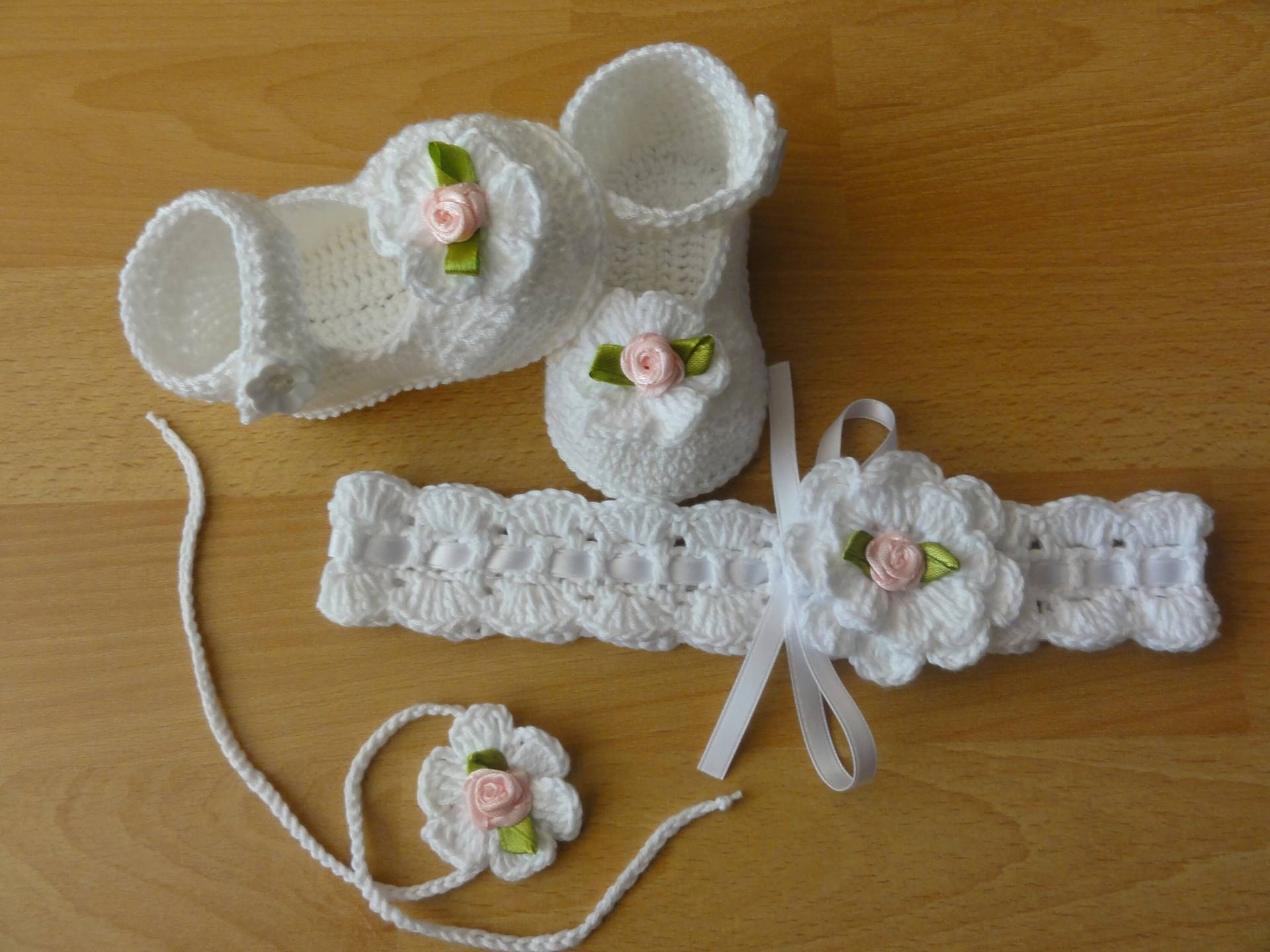 3 Teilige Gehäkelte Set , Taufen N Weiß Und Elfenbein von Monalisa11Shop