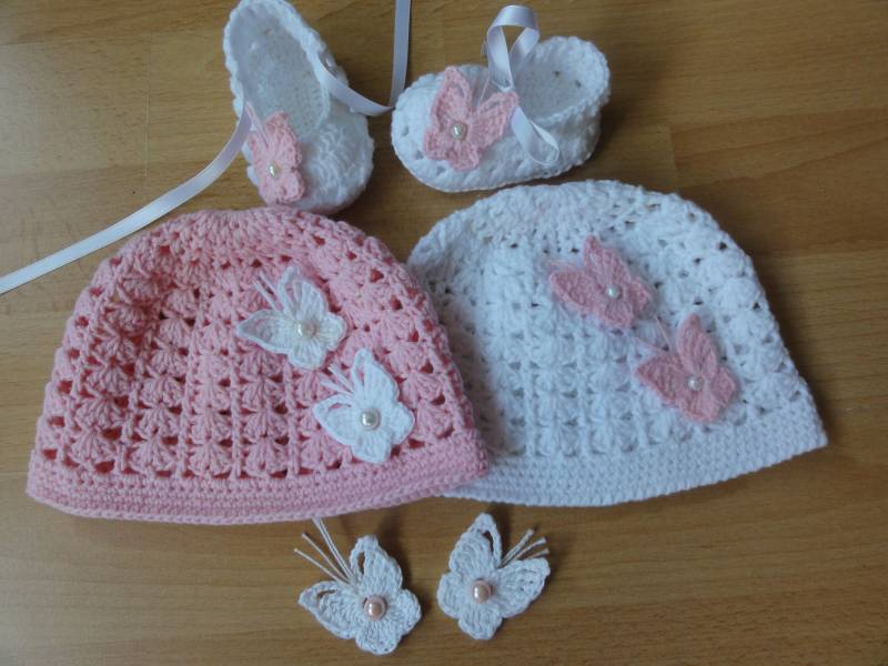 Gehäkelte Baby Mütze Taufen von Monalisa11Shop