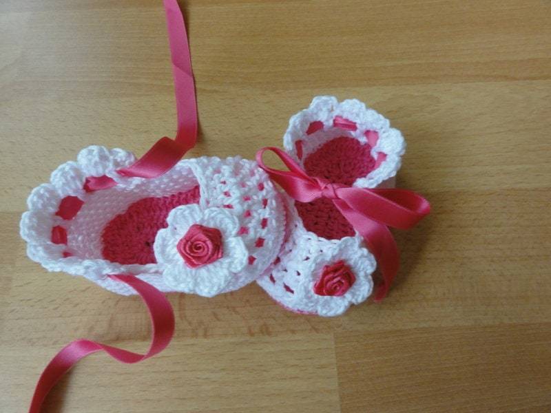 Gehäkelte Babyschuhe Taufen von Monalisa11Shop