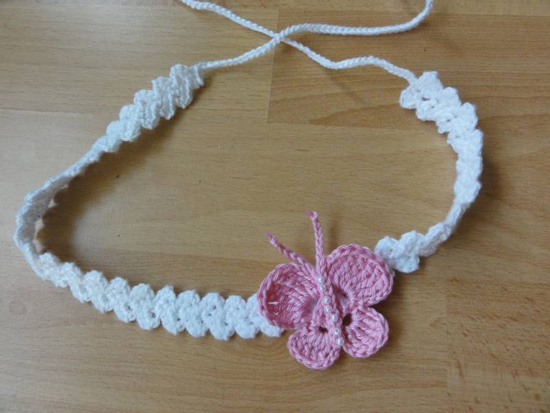 Gehäkelte Stirnband " Schmetterling" in Weiß Und Creme Farben von Monalisa11Shop