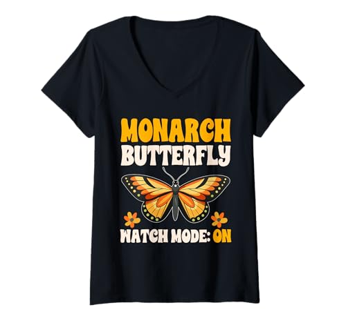 Damen Monarch Butterfly Design Orange Schmetterlinge Natur Grafik T-Shirt mit V-Ausschnitt Damen Monarch Butterfly Design Orange Schmetterlinge Natur Grafik T-Shirt mit V-Ausschnitt von Monarch Butterfly Art Designs