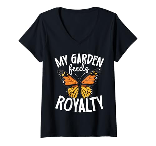 Damen Monarch Schmetterling ästhetisches Orange Design Natur Schmetterlinge T-Shirt mit V-Ausschnitt Damen Monarch Schmetterling ästhetisches Orange Design Natur Schmetterlinge T-Shirt mit V-Ausschnitt von Monarch Butterfly Art Designs