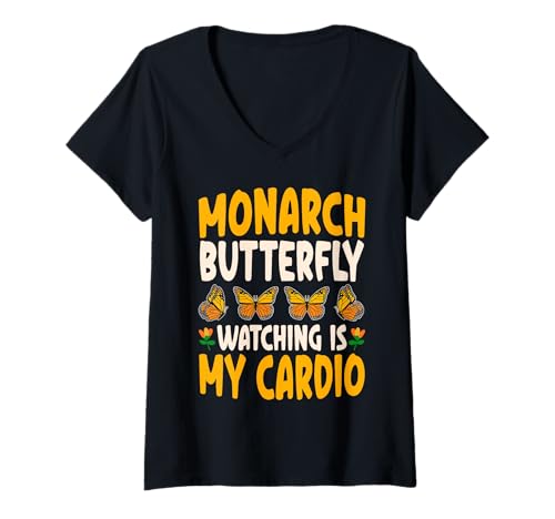 Damen Schmetterlinge Monarch Schmetterling Design Grafik Orange T-Shirt mit V-Ausschnitt Damen Schmetterlinge Monarch Schmetterling Design Grafik Orange T-Shirt mit V-Ausschnitt von Monarch Butterfly Art Designs
