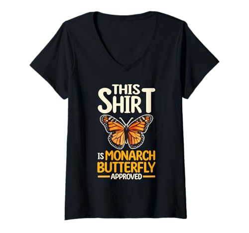 Damen Schmetterlinge Monarch Schmetterling Grafik Ästhetik T-Shirt mit V-Ausschnitt Damen Schmetterlinge Monarch Schmetterling Grafik Ästhetik T-Shirt mit V-Ausschnitt von Monarch Butterfly Art Designs