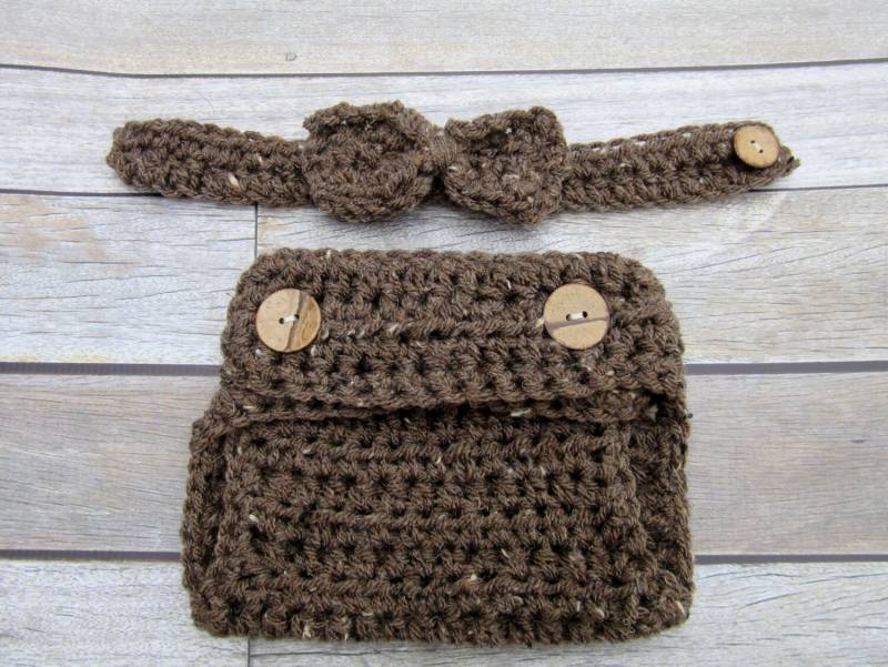 Baby Windel Cover Mit Fliege Gehäkelt Neugeborenen Fotorequisite von Monarchdancer