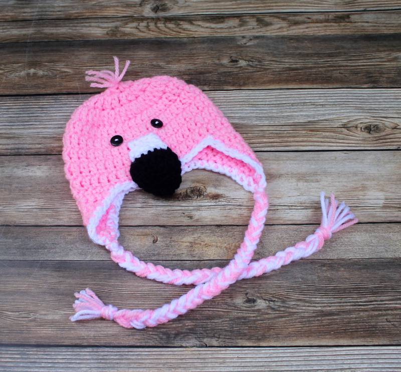 Gehäkelte Baby Flamingo Mütze Halloween Kostüm, Winter Geschenk von Monarchdancer