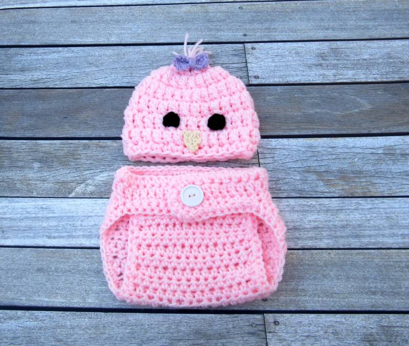 Gehäkelte Baby Küken Mütze Und Windel Set Osterkostüm von Monarchdancer