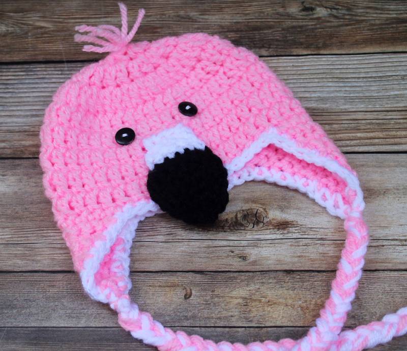 Gehäkelte Flamingo Mütze Baby Halloweenkostüm, Neugeborenen Fotorequisite von Monarchdancer