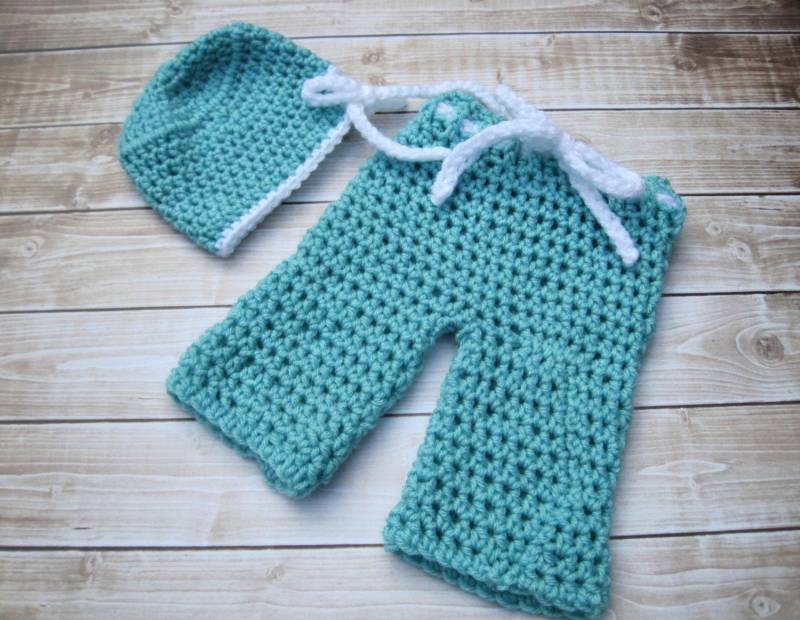 Gehäkeltes Baby-Peeling Set Seegrünes Halloween-Kostüm, Fotorequisite von Monarchdancer