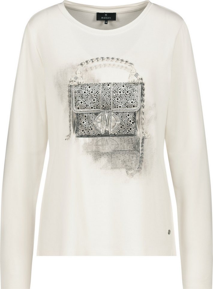 Monari Kurzarmhemd Langarmshirt mit Strass-Besatz - Gerade von Monari