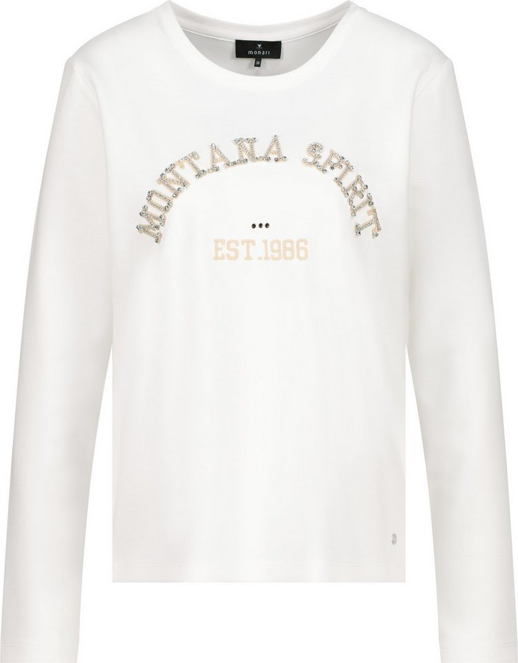 Monari Kurzarmhemd Sweatshirt mit Strasssteinen - Regular Fit von Monari